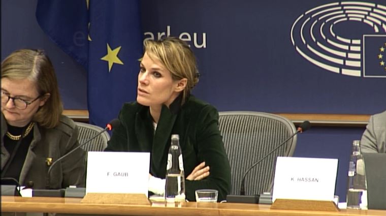 Florence Gaub speaking at the European Parliament