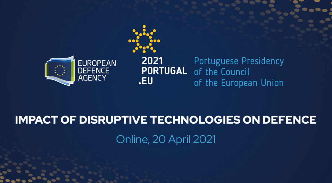 Background image of online conference on emerging disruptive technologies on defence