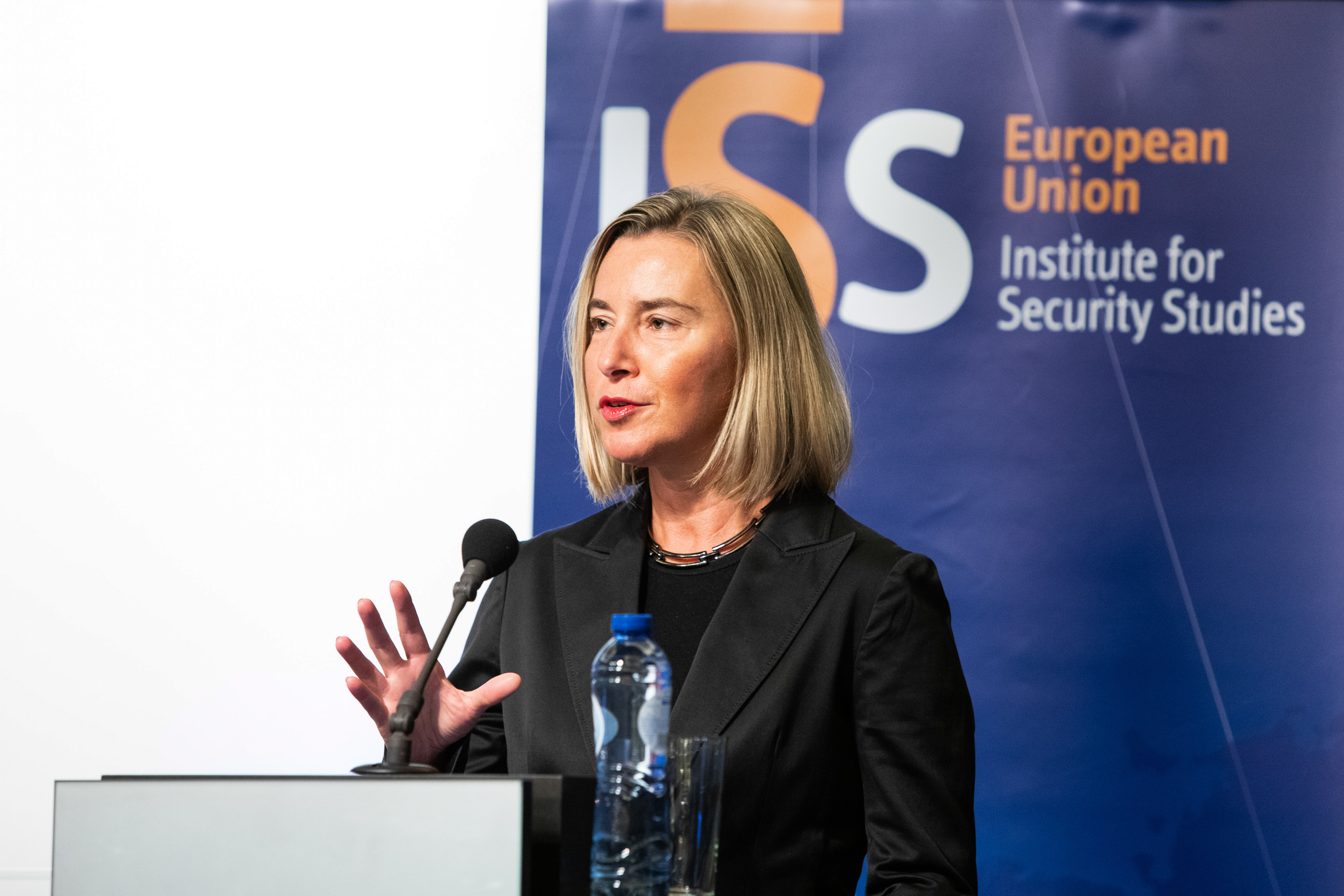 HR/VP delivering keynote speech at EUISS Annual Conference
