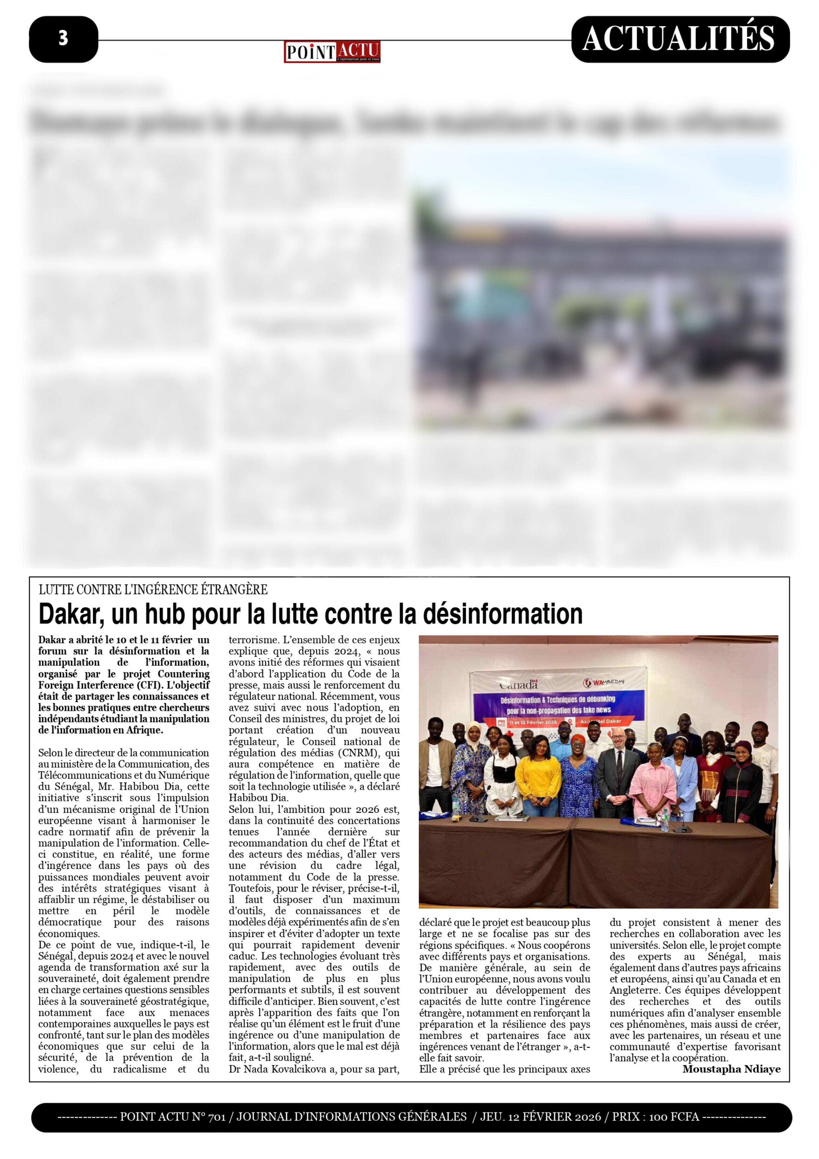 Scan of the article in Point Actu