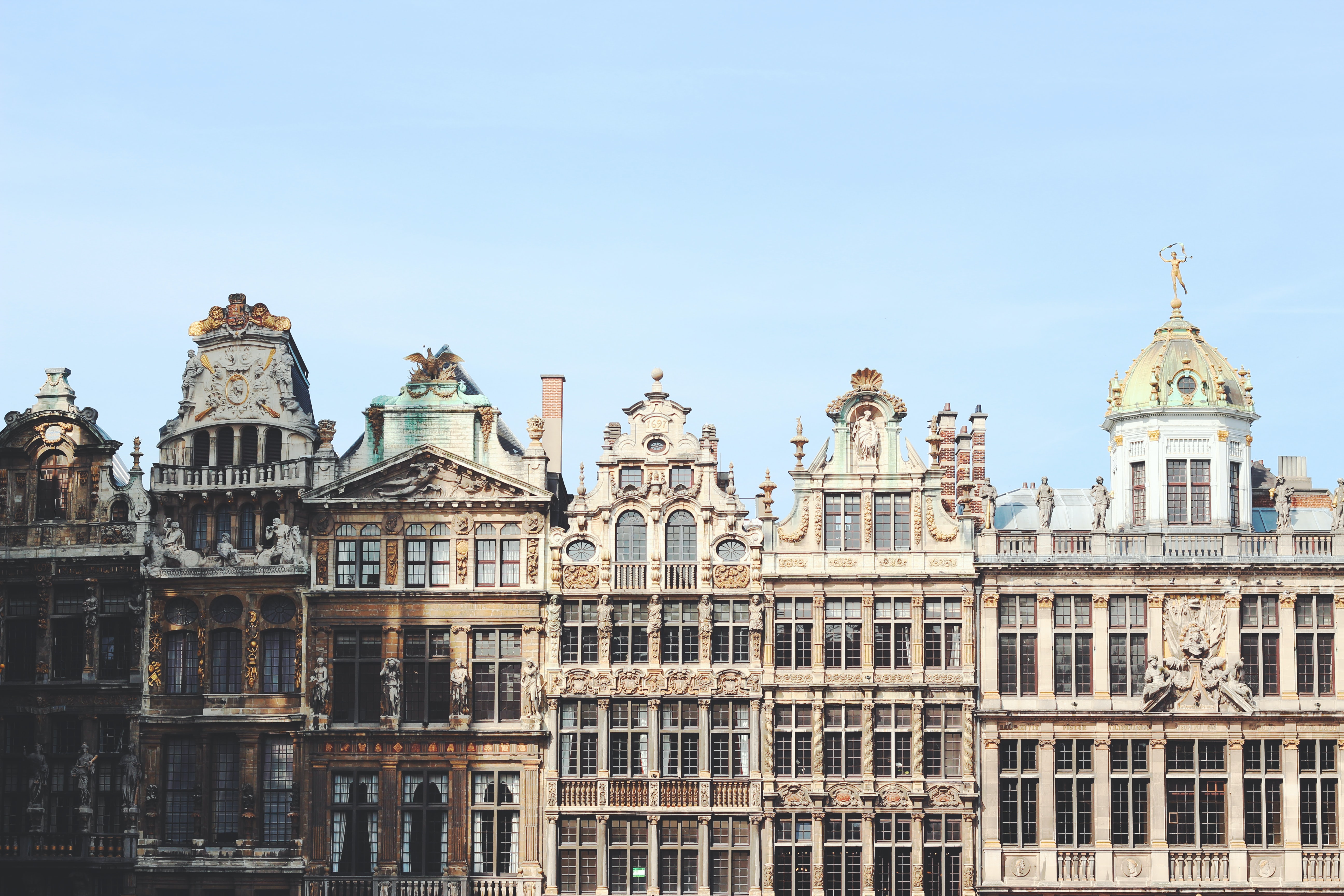 Facade view of buildings in Brussels, Belgium