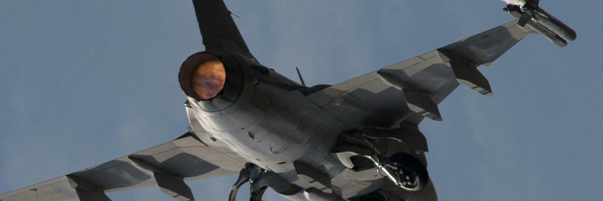 A fighter jet mid-air