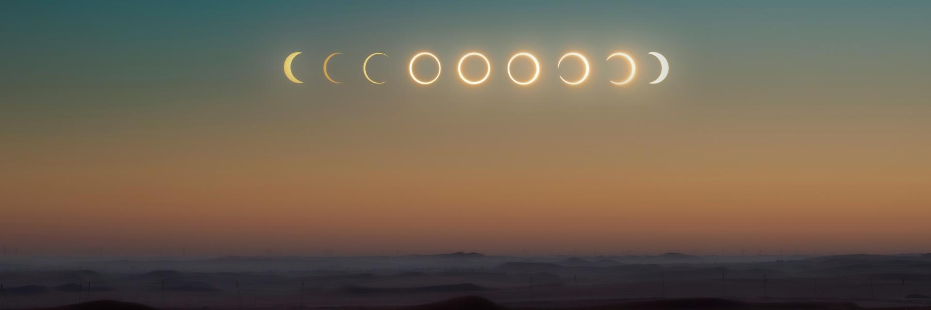 Sky at sunset with different phases of the moon. Credit photo: Abed Ismail/Unsplash 