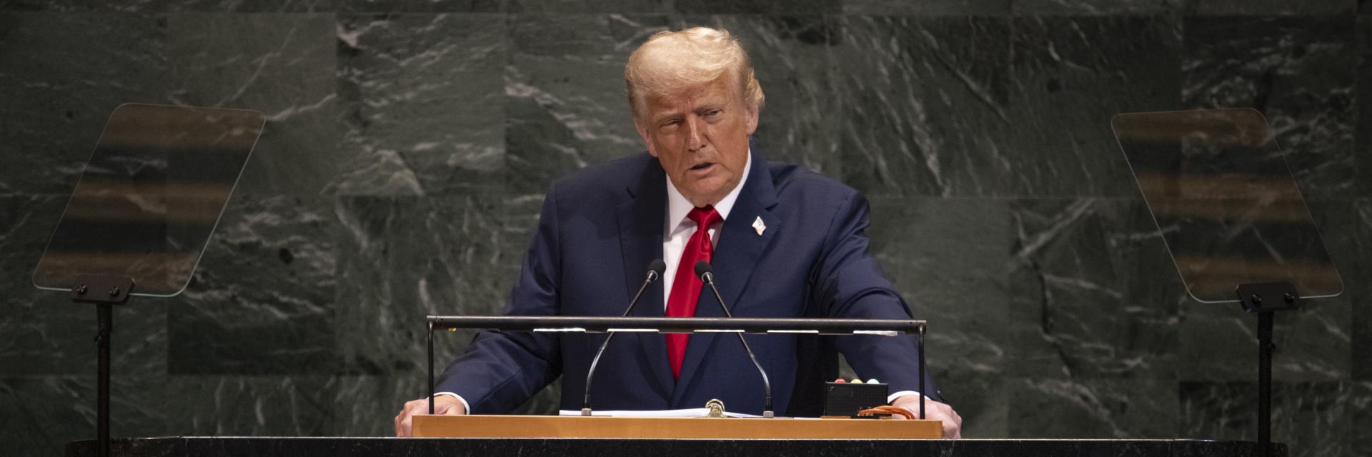 US President Trump speaking at the UN General Assembly in September 2025.