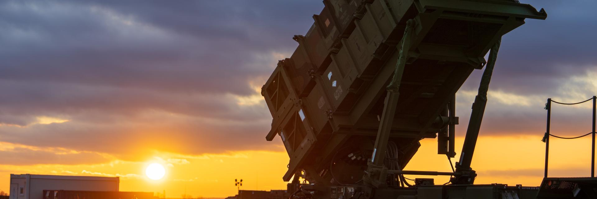 Patriot air defence system at sunset. Credit photo: US army