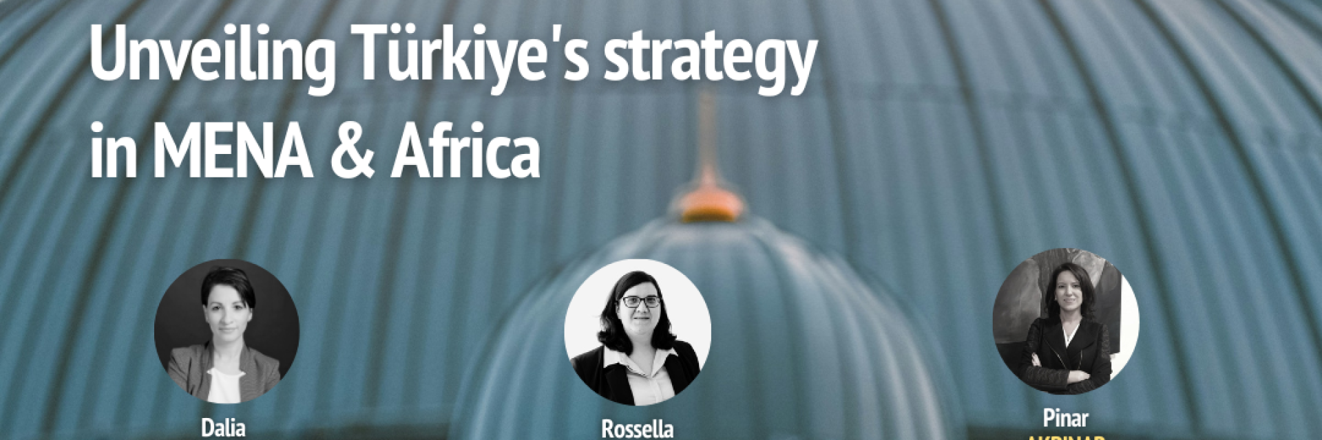 Title of the event on Turkish flags backgrounds + photos of speakers © EUISS