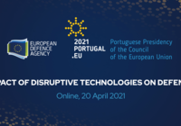 Background image of online conference on emerging disruptive technologies on defence