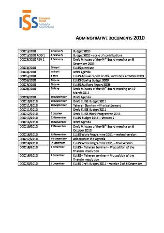  EUISS administrative documents 2010