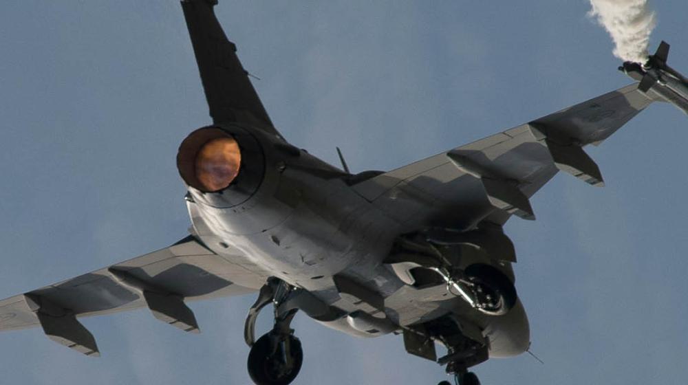 A fighter jet mid-air