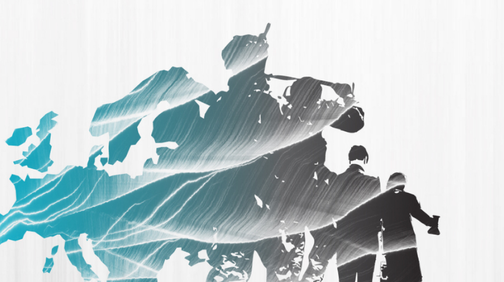 Map of Europe with silhouettes of soldiers, diplomats and scientists. Credit photo: EUISS