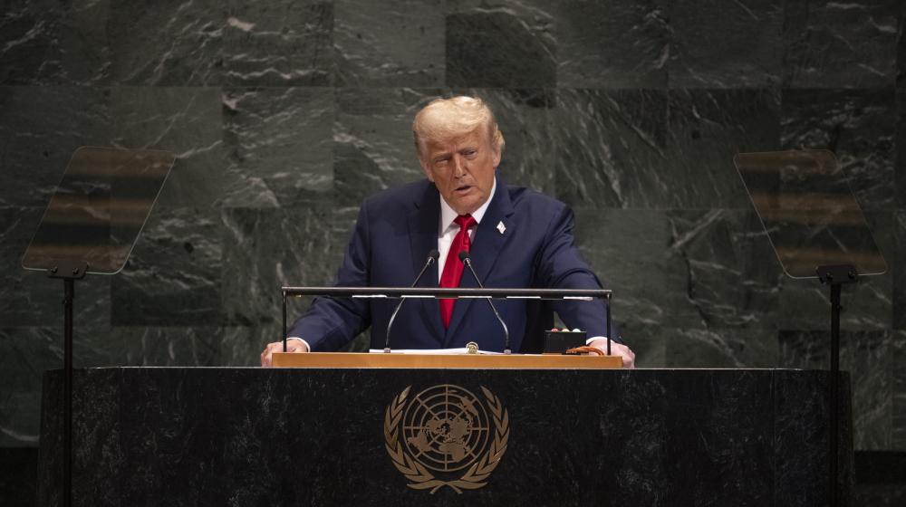 US President Trump speaking at the UN General Assembly in September 2025.