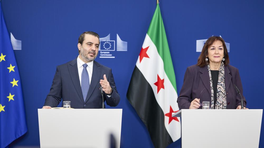 Asaad Al-Shaibani and Dubravka Šuica at the Syria Partnership Coordination Forum. Picture from the EC Audiovisual Service.