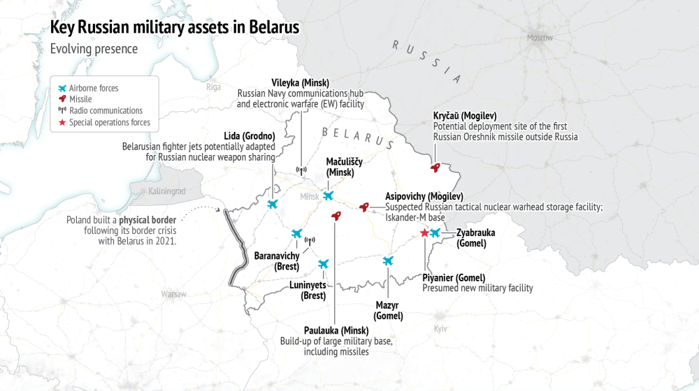 Map of key Russian military assets in Belarus