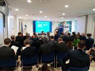 Daniel Fiott opens event in meeting room