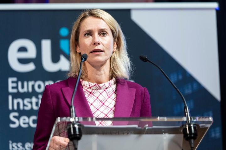HRVP Kallas speaking on stage at EUISS annual conference. Credit photo: EUISS