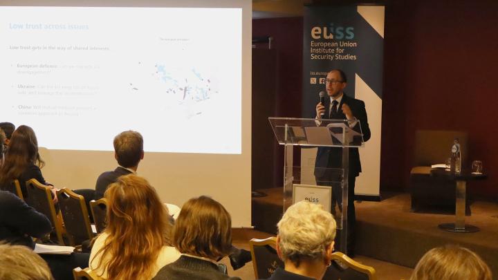 Giuseppe Spatafora standing at lectern, speaking. Credit photo: EUISS